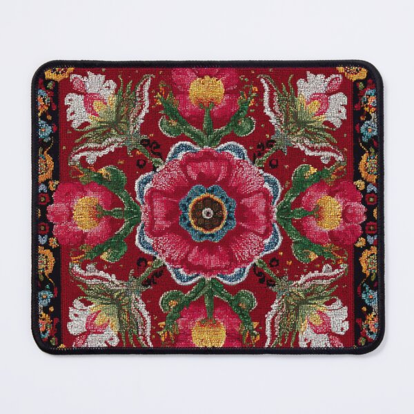 Item preview, Uzbekistan Nim Embroidery Floral Red Carpet designed and sold by GrinGalore.