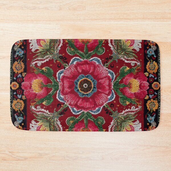 Item preview, Uzbekistan Nim Embroidery Floral Red Carpet designed and sold by GrinGalore.