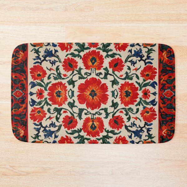 Item preview, Uzbekistan Nim Embroidery Flowers Red Carpet designed and sold by GrinGalore.