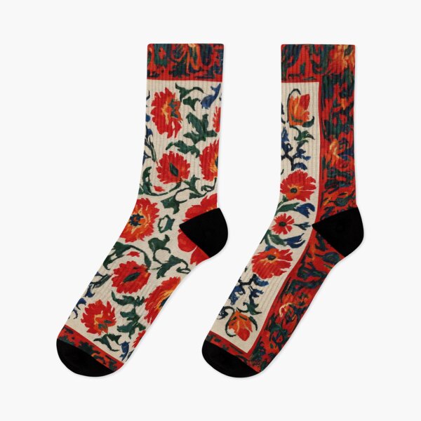 Item preview, Uzbekistan Nim Embroidery Flowers Red Carpet designed and sold by GrinGalore.