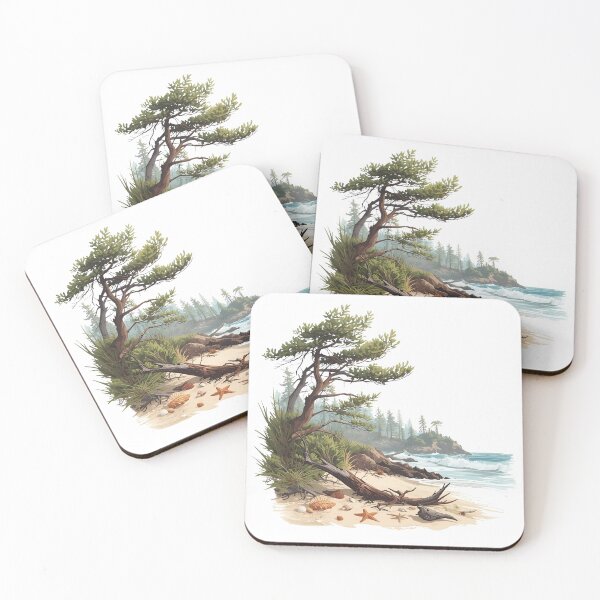 Item preview, Wind-Swept Coastal Scene Wild Beach with Seashells & Starfish designed and sold by catcurio.