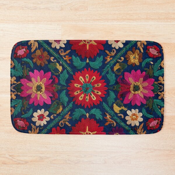 Item preview, Uzbekistan Nim Embroidery Floral Colorful Carpet designed and sold by GrinGalore.
