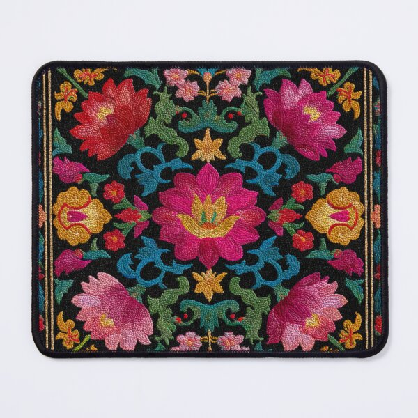 Item preview, Uzbekistan Neem Embroidery Floral Colorful Carpet designed and sold by GrinGalore.