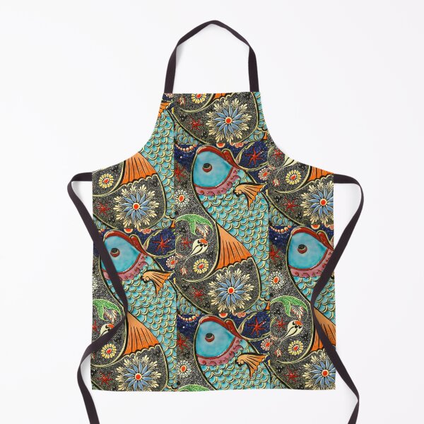 Item preview, Ornate Blue Fish in Floral Folk Art Style designed and sold by Cutesthetik.