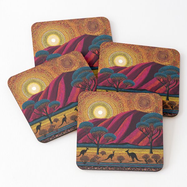 Item preview, Aboriginal Inspired Art - Ayers Rock Uluru At Dawn designed and sold by GrinGalore.