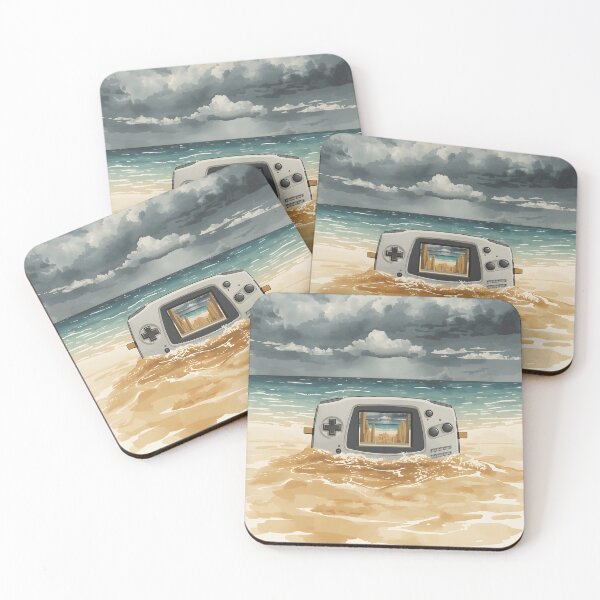 Item preview, Watercolor Nintendo Handheld Beach Pixel Art – Columns Storm Fade designed and sold by ThePixelArchive.