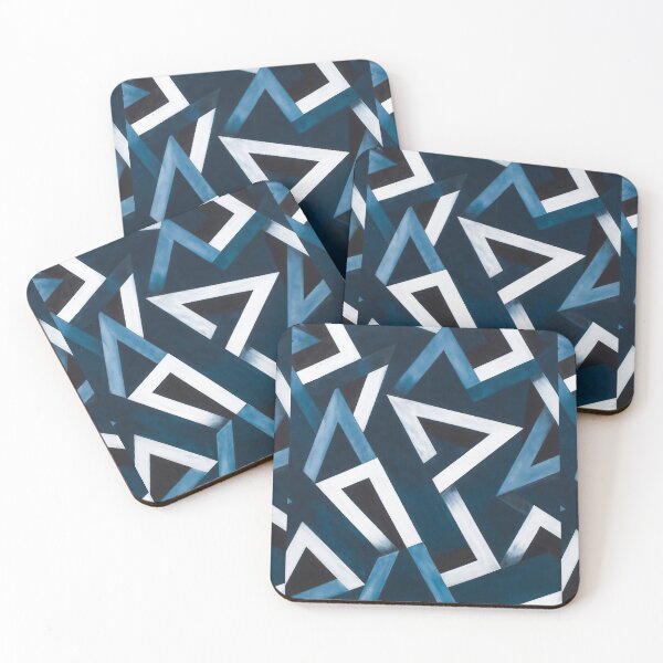Item preview, Abstract Geometric Triangle Maze - Modern Navy and Black 3D Pattern designed and sold by Maryam_ART.