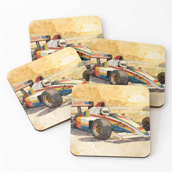 Item preview, Vintage open-wheel racing car in watercolor style designed and sold by ginokelleners.