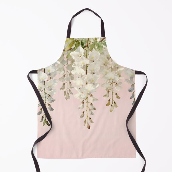 Item preview, Ivory Wisteria Drift – White Cascading Blooms on Creamy pink designed and sold by EmeraldeaArt.