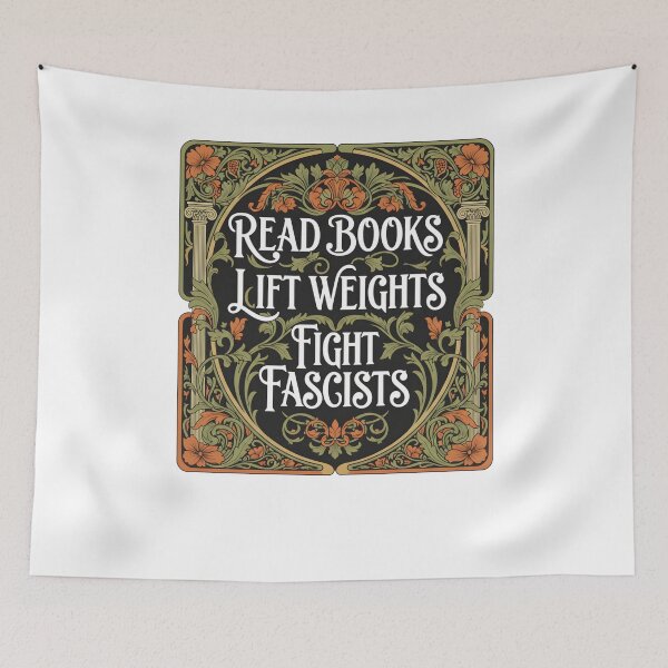 Item preview, Read Books Lift Weights Fight Fascists Reading Lover designed and sold by THREE LITTLE BEANS.