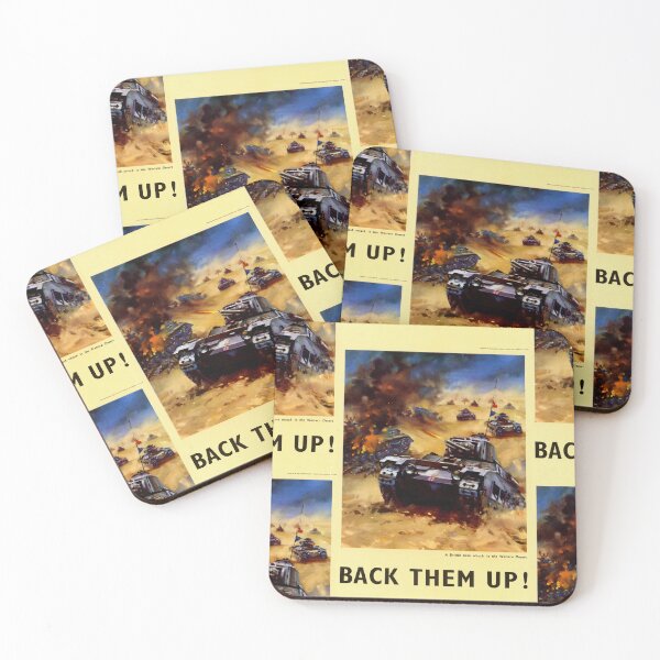 Item preview, Back Them Up WWII Poster | British Tank Attack in Western Desert | Vibrant War Art | North African Campaign Propaganda designed and sold by artofuniverse.