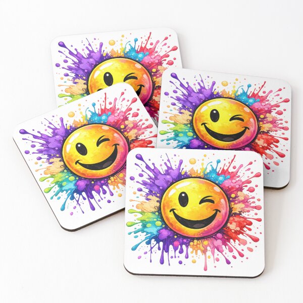 Item preview, Winking Smiley Color Splash Art – Vibrant Rainbow Paint Splash Emoji designed and sold by thesmilngnature.