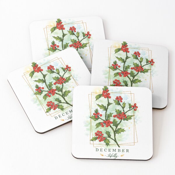 Item preview, December Birth Flower – Holly Botanical Illustration designed and sold by ByKubraArt.