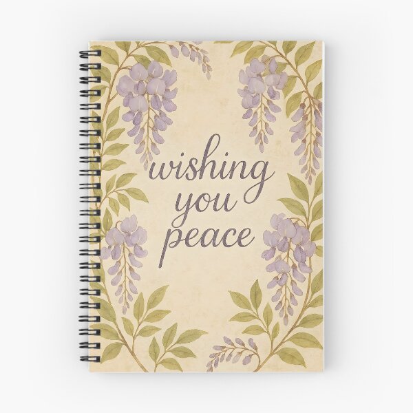 Item preview, Wishing You Peace – Wisteria Watercolor Border on Vintage Paper designed and sold by EmeraldeaArt.