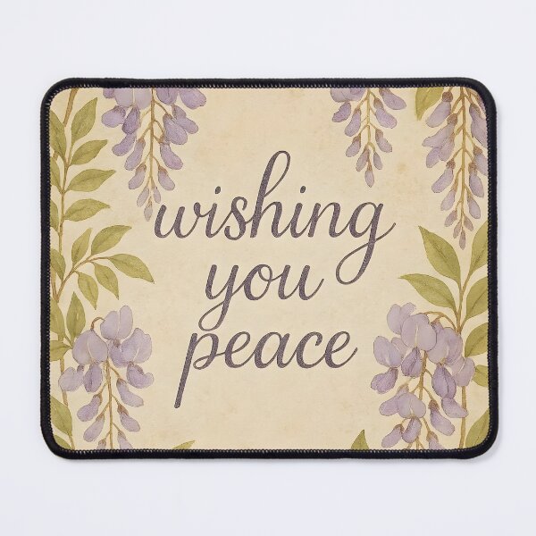 Item preview, Wishing You Peace – Wisteria Watercolor Border on Vintage Paper designed and sold by EmeraldeaArt.