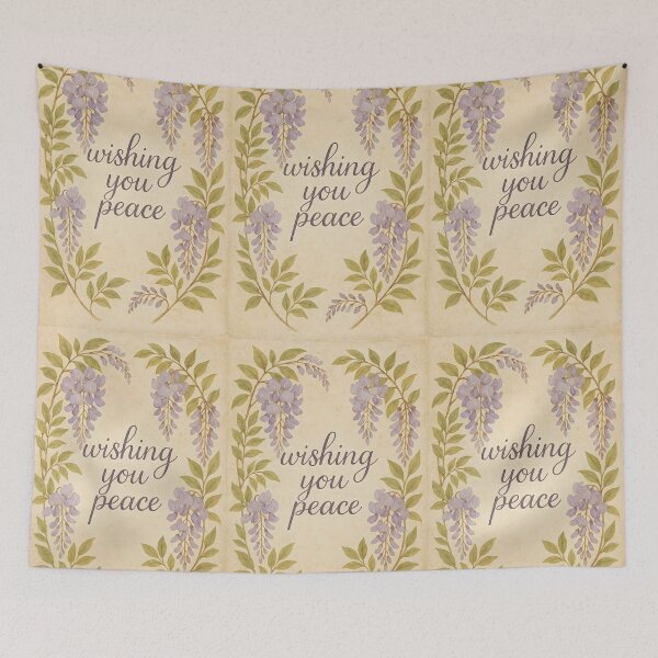 Item preview, Wishing You Peace – Wisteria Watercolor Border on Vintage Paper designed and sold by EmeraldeaArt.