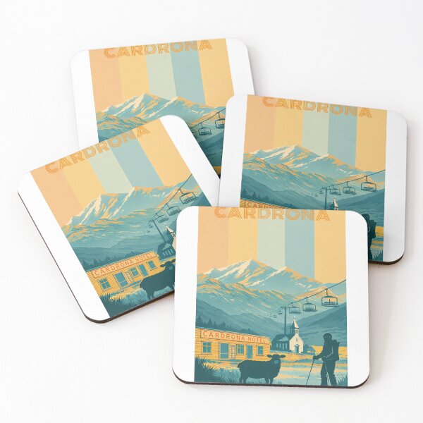 Item preview, Winter Scene at Cardona Hotel with Skiers and New Zealand High Country designed and sold by Aryabek.