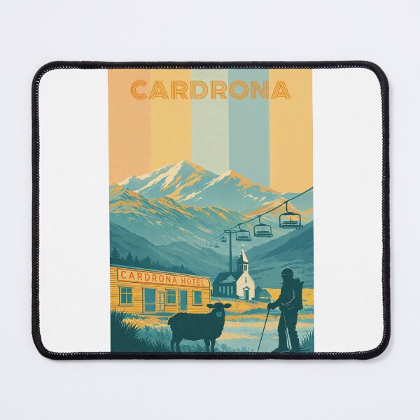 Item preview, Winter Scene at Cardona Hotel with Skiers and New Zealand High Country designed and sold by Aryabek.