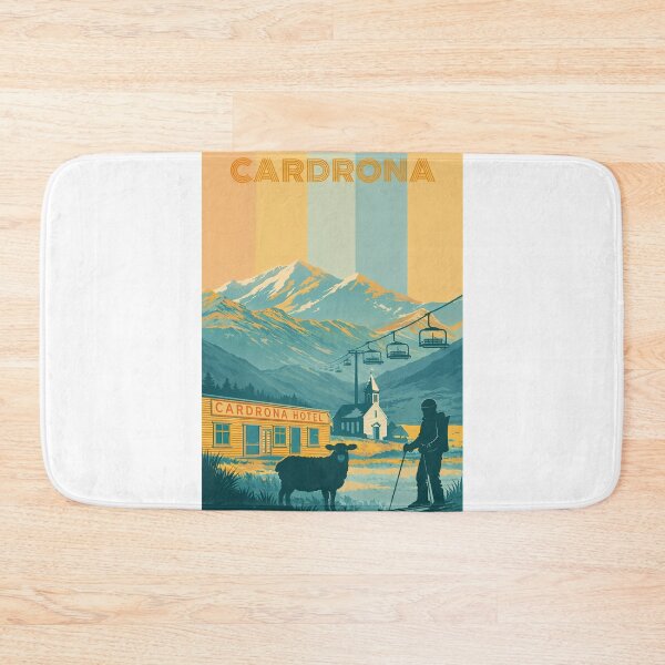 Item preview, Winter Scene at Cardona Hotel with Skiers and New Zealand High Country designed and sold by Aryabek.
