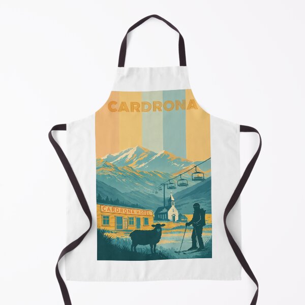 Item preview, Winter Scene at Cardona Hotel with Skiers and New Zealand High Country designed and sold by Aryabek.