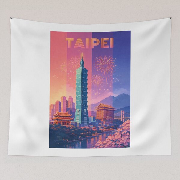 Item preview, Taipei Skyline with Taipei 101 and Fireworks over Keelung River designed and sold by Aryabek.