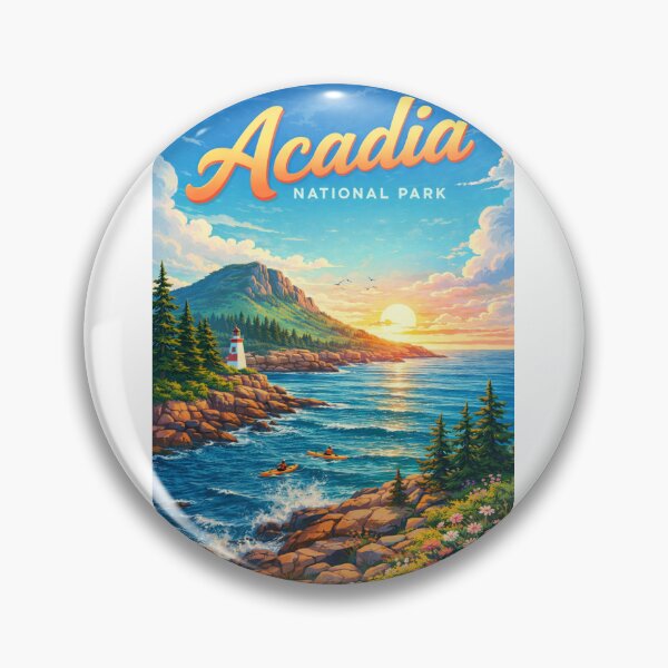 Item preview, Sunrise at Acadia National Park Coastline with Lighthouse and Kayakers designed and sold by Aryabek.
