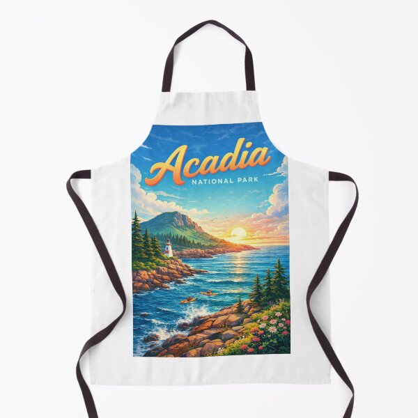 Item preview, Sunrise at Acadia National Park Coastline with Lighthouse and Kayakers designed and sold by Aryabek.