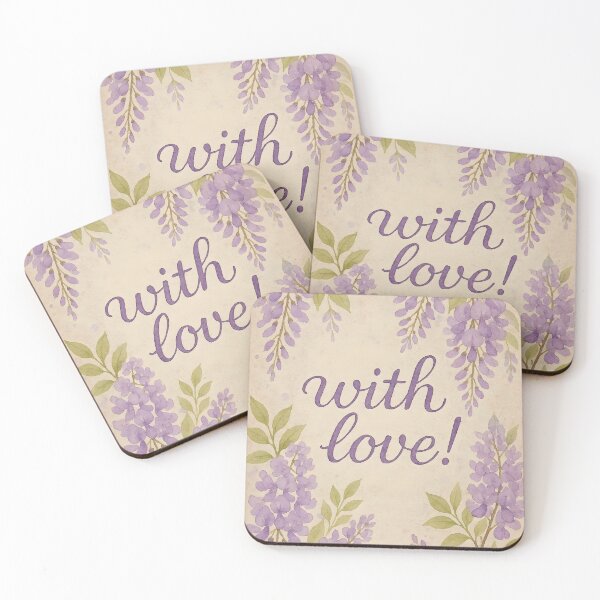Item preview, With Love – Wisteria Watercolor Border on Vintage Paper designed and sold by EmeraldeaArt.