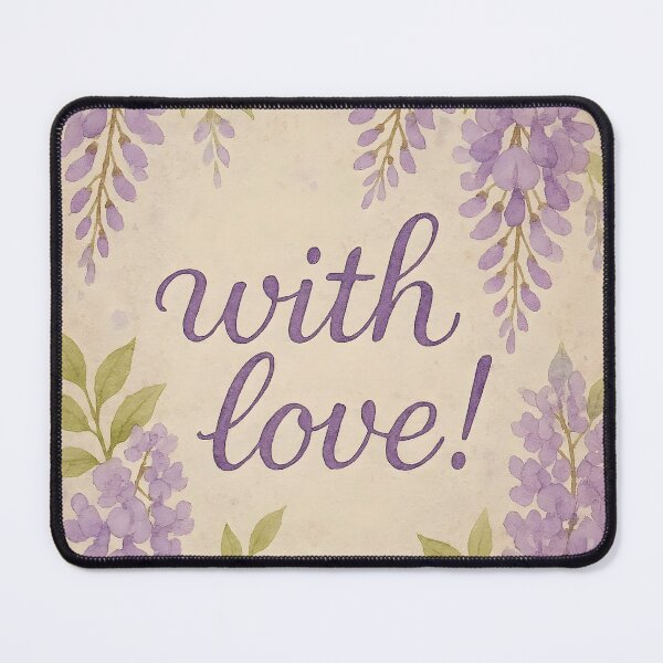Item preview, With Love – Wisteria Watercolor Border on Vintage Paper designed and sold by EmeraldeaArt.