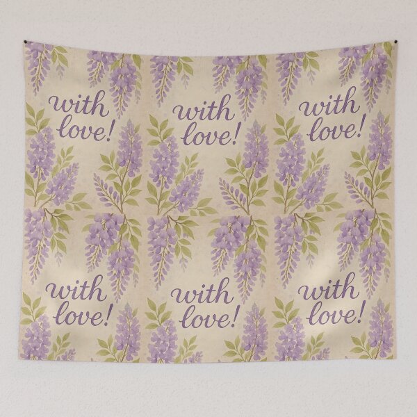 Item preview, With Love – Wisteria Watercolor Border on Vintage Paper designed and sold by EmeraldeaArt.