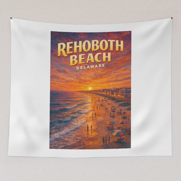 Item preview, Rehoboth Beach Sunset Promenade with Ferris Wheel and Ocean Glow designed and sold by Aryabek.