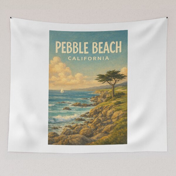 Item preview, Pebble Beach Coastline with Rocky Shore and California Cypress Tree designed and sold by Aryabek.