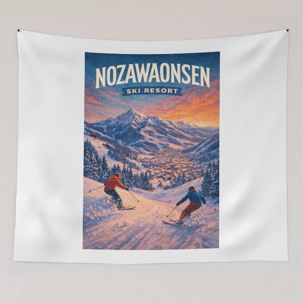 Item preview, Nozawa Onsen Ski Resort with Mount Kenashi in Nagano Prefecture, Japan designed and sold by Aryabek.