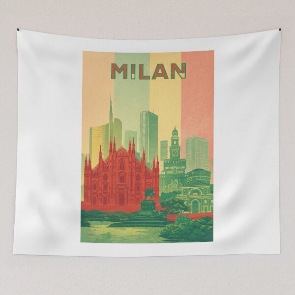 Item preview, Milan Skyline with Duomo di Milano and Sforza Castle, Lombardy, Italy designed and sold by Aryabek.