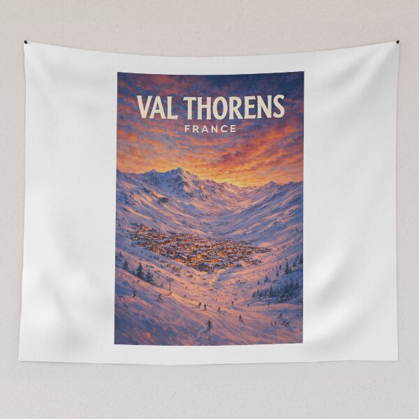Item preview, Val Thorens Ski Slopes and Village at Sunset, French Alps designed and sold by Aryabek.