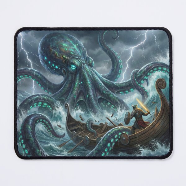 Item preview, The Kraken's Wrath: Viking Sea Battle Against Giant Octopus designed and sold by TheRichGallery.