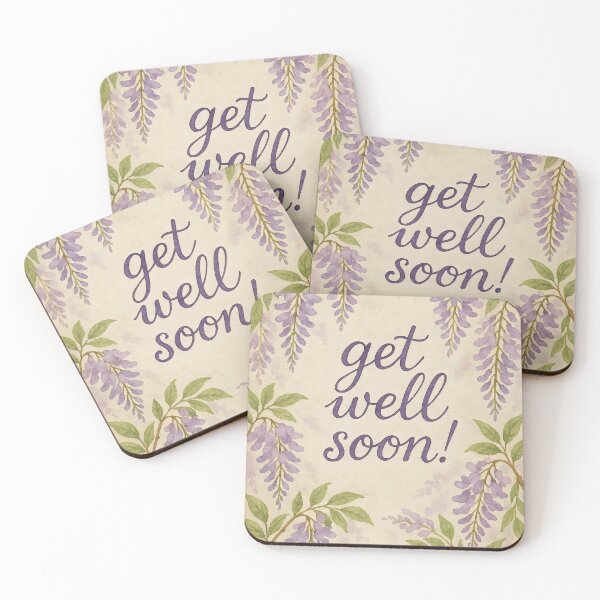 Item preview, Get Well Soon – Wisteria Watercolor Border on Vintage Paper designed and sold by EmeraldeaArt.