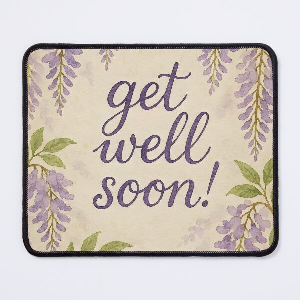 Item preview, Get Well Soon – Wisteria Watercolor Border on Vintage Paper designed and sold by EmeraldeaArt.