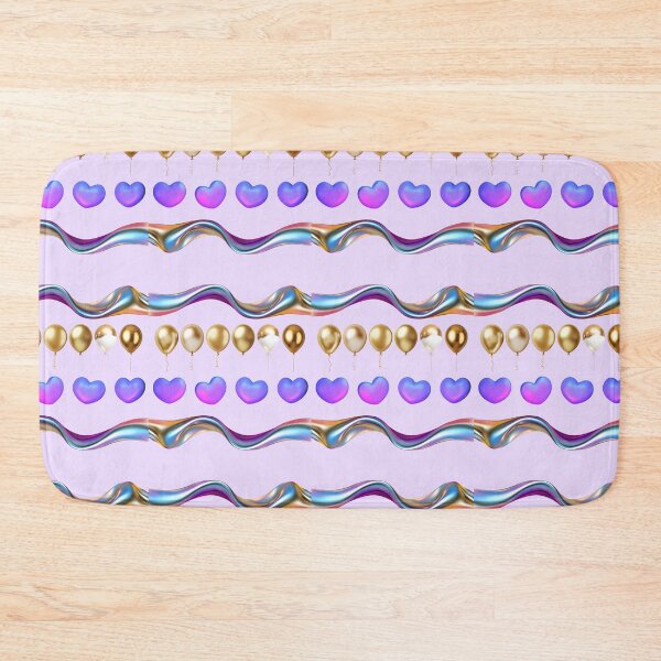 Item preview, Purple Hearts & Gold Balloons Pattern | Metallic Wavy Fence designed and sold by Daily Mood Studio.
