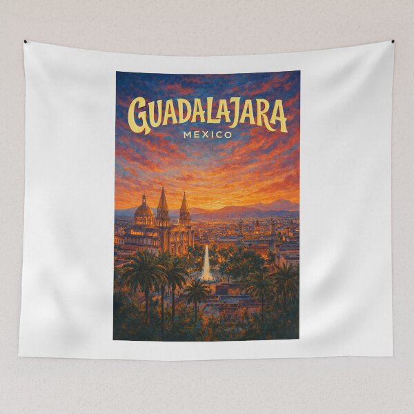 Item preview, Guadalajara Skyline and Cathedral at Sunset, Mexico designed and sold by Aryabek.