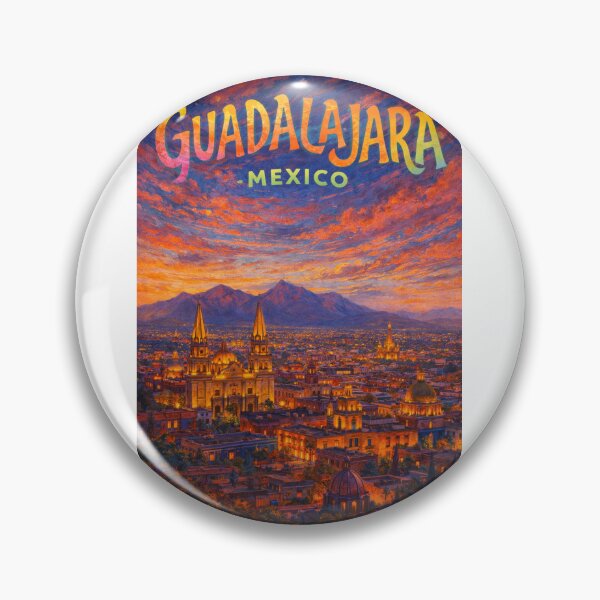 Item preview, Guadalajara Evening Panorama with Cathedral and Mountains, Jalisco, Mexico designed and sold by Aryabek.