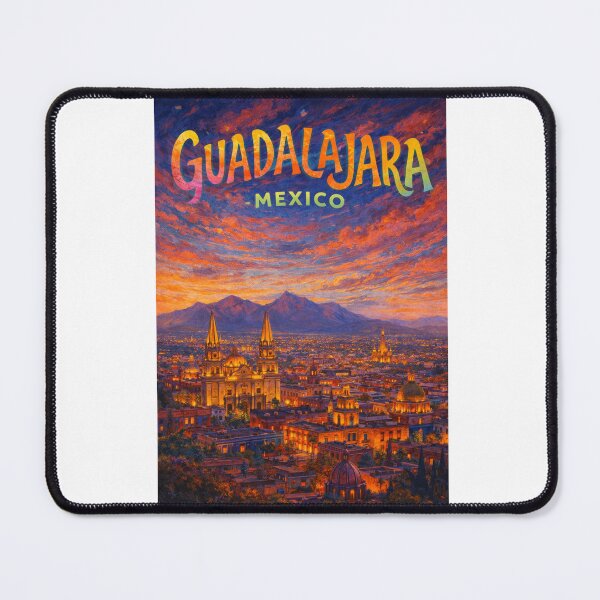 Item preview, Guadalajara Evening Panorama with Cathedral and Mountains, Jalisco, Mexico designed and sold by Aryabek.