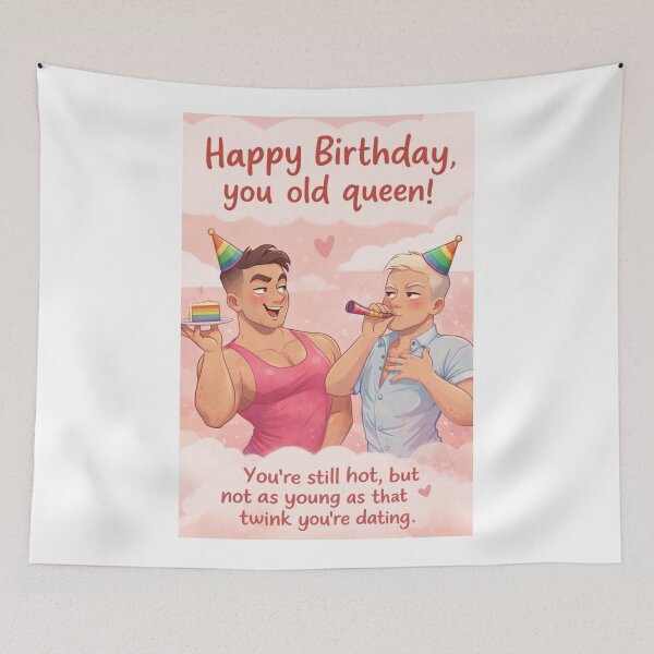 Item preview, Hilarious Gay Birthday Scene with Pride and Party Fun designed and sold by Aryabek.