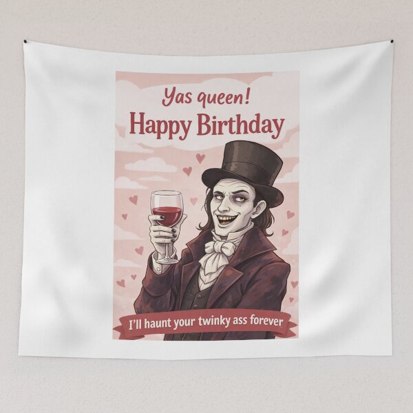 Item preview, Funny Gothic Birthday Toast with Queer Camp Humor designed and sold by Aryabek.