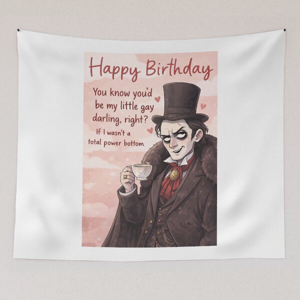 Item preview, Gothic Gay Birthday Humor with Dapper Power Bottom Energy designed and sold by Aryabek.
