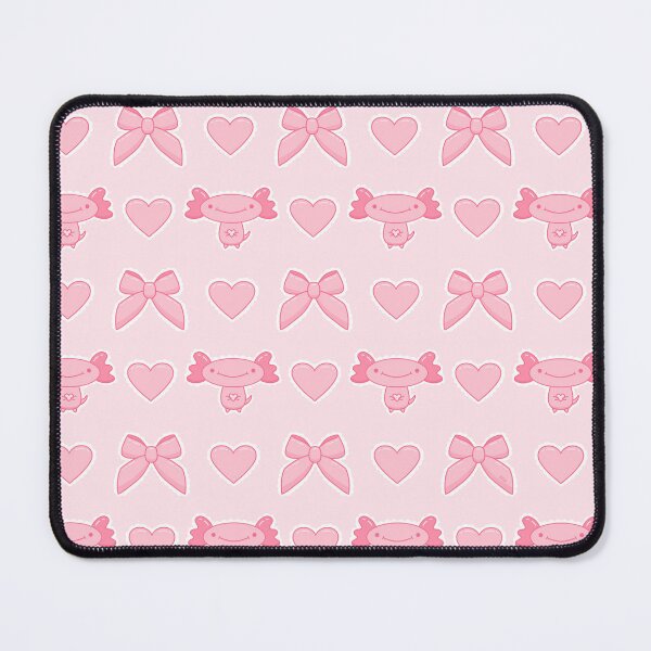 Item preview, Cute Pink Axolotl Coquette Bows and Hearts Pattern designed and sold by DrawnByAllu.