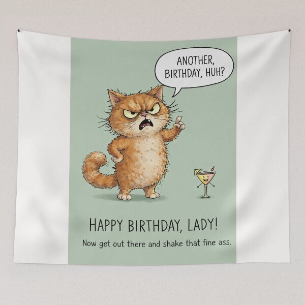 Item preview, Sassy Cat Birthday Humor with Cocktail and Fierce Energy designed and sold by Places On Earth.