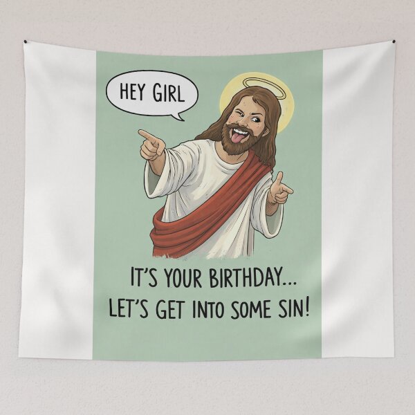 Item preview, Humorous Birthday with Playful Jesus Religious Parody and Fun Energy designed and sold by Places On Earth.