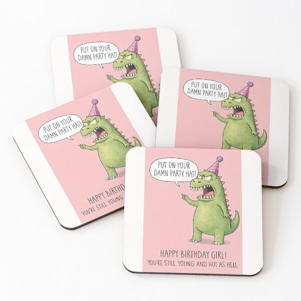 Item preview, Angry Dinosaur Birthday Humor with Sassy Attitude and Pink Party Energy designed and sold by Places On Earth.