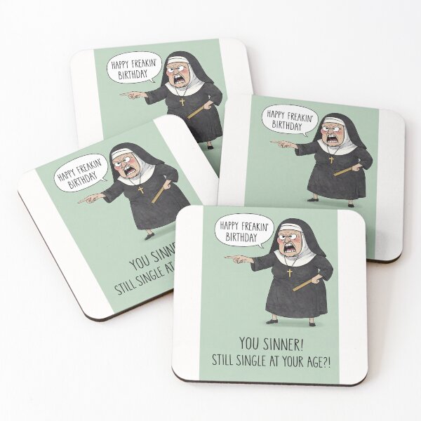 Item preview, Angry Nun Birthday Humor with Religious Comedy and Fierce Sass designed and sold by Places On Earth.